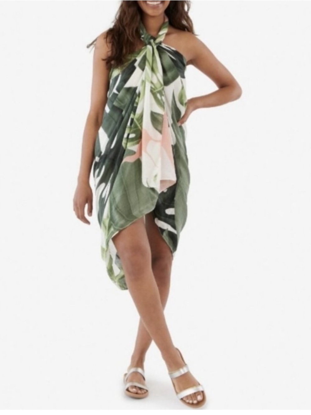Virginia Wolf Tropical Leaf Multi-Wear Wrap Coverup Sarong Monstera FabFitFun OS
